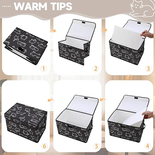 Image of Stackable Clothes Storage Bins with Lids 3 Pack. | Closet Organizers Fabric Cat Printing Box for Home and Office,Blanket Clothes Organizers,Under Bed Storage Containers