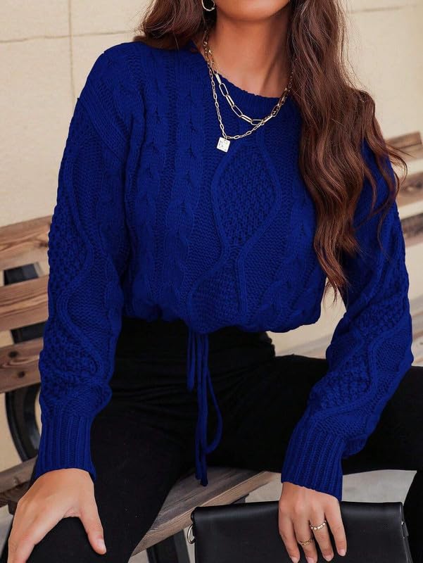 Women's Cropped Sweater for Women Fall,Long Sleeve Crop Top Women Cable Knit Sweater4