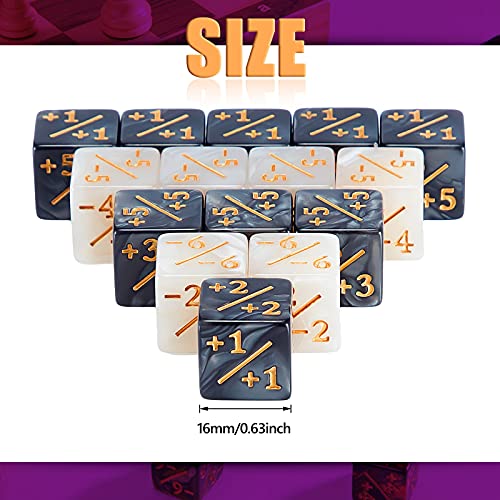 Image of Sumind 48 Pcs Counter Dice -1 /+1 Counters Ability Keyword Counters Buff Tokens 6 Sided Dice Gifts Compatible with CCG TCG Cards Gaming Accessory (Trendy Style)