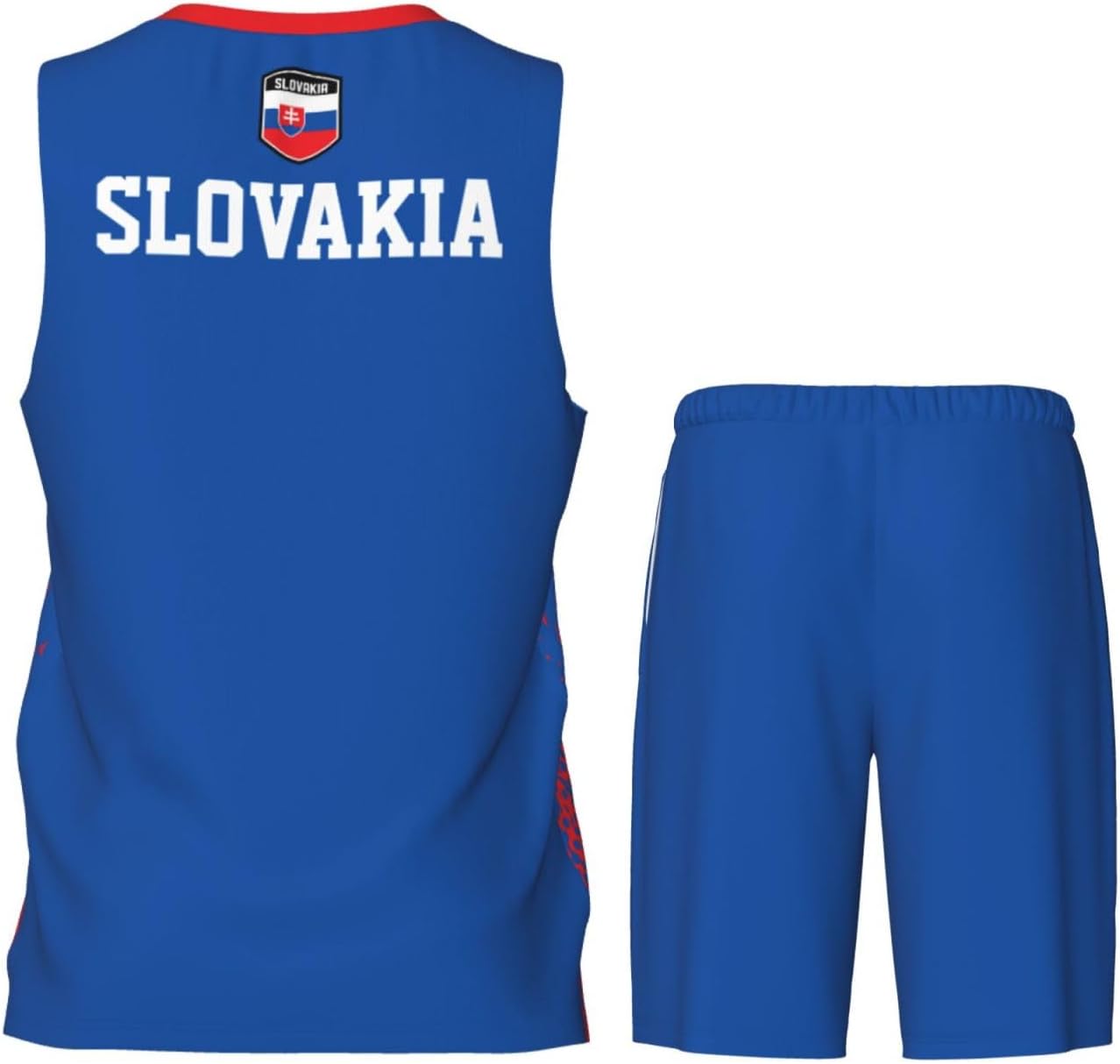 Slovakia Flag Grain (2) Basketball Jersey Uniform Suit for Men Adults Training Athletic Set