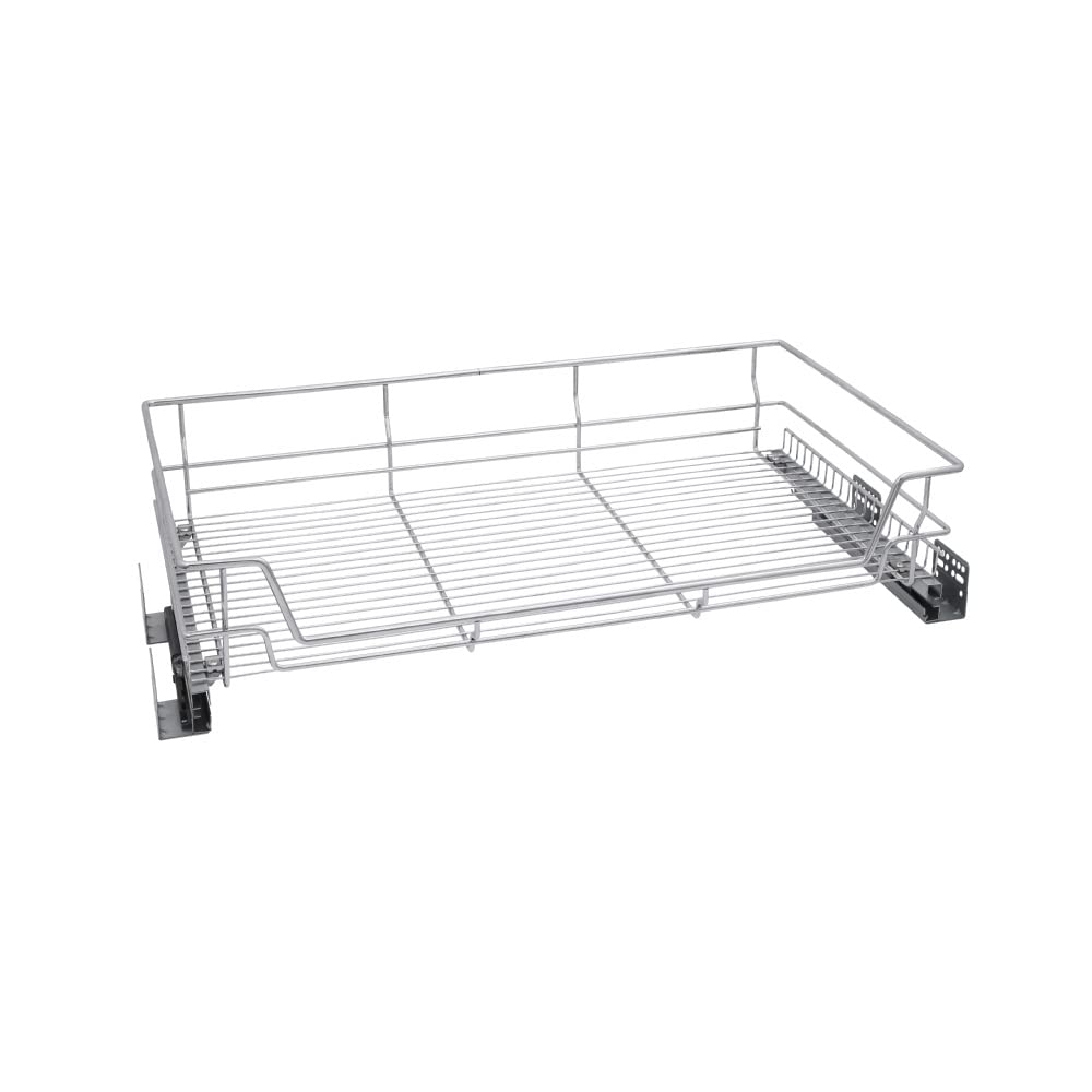 Solmer Ltd Polished Chrome Kitchen Cabinet Soft Close Runners Pull Out Wire Basket For 300 Or 1000 Mm Units (For 800Mm Unit)