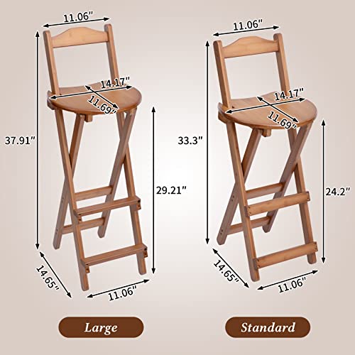Hollyhome Folding Bamboo Bar Stool With Backrest And Footrest, Indoor&Outdoor Counter Height Back Support Stool With Pedals, Collapsible Dining High Chair For Home, Kitchen, Pub, Party, Patio, Walnut #TOP3