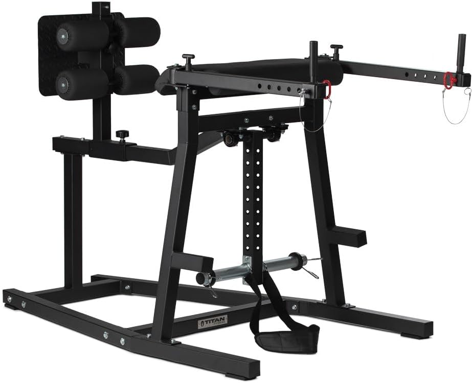 Titan Fitness GHD & H-PND Combo, 2-in-1 Home Gym Machine for Reverse Hyperextensions, Leg Curls, Sit Ups, Donkey Kicks, Spinal Decompression for Lower Back Pain, Adjustable Handles, Footplate