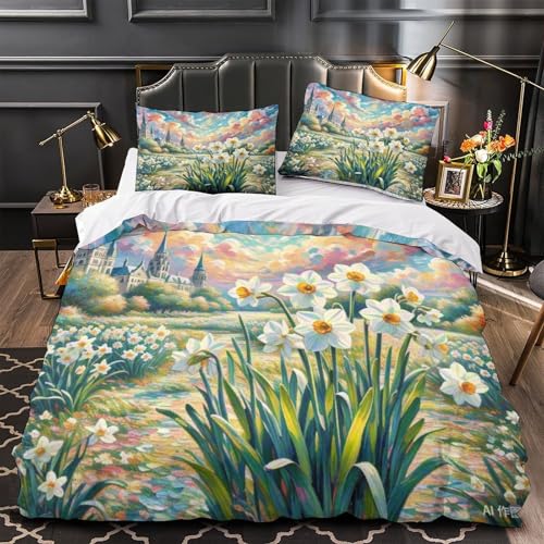 Parure de lit microfibre douce Narcisse avec housse couette 200x200