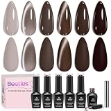 Beetles Brown Taupe Gel Polish Set, Smoky Dark Brown Cat Eye Gel Polish