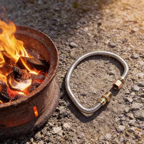 ZAMETTER 61 cm Edelstahl Wellgasschlauch Leitung Propangas Wellschläuche mit Messingadaptern Flexible Wellpropane Schläuche für Outdoor Fire Grill