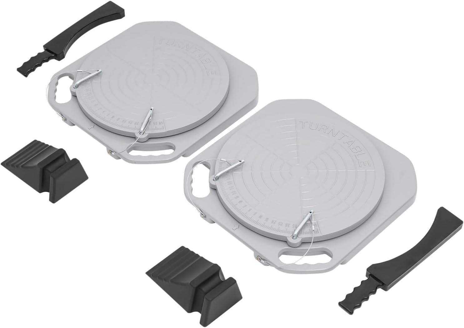 Heavy Duty Wheel Alignment Turn Plates 3-Ton Capacity - 360° Rotating Turntable Measurements for Car & Truck - Includes Transition Blocks & Thrust Pads - Professional & Home Garage Use, Grey