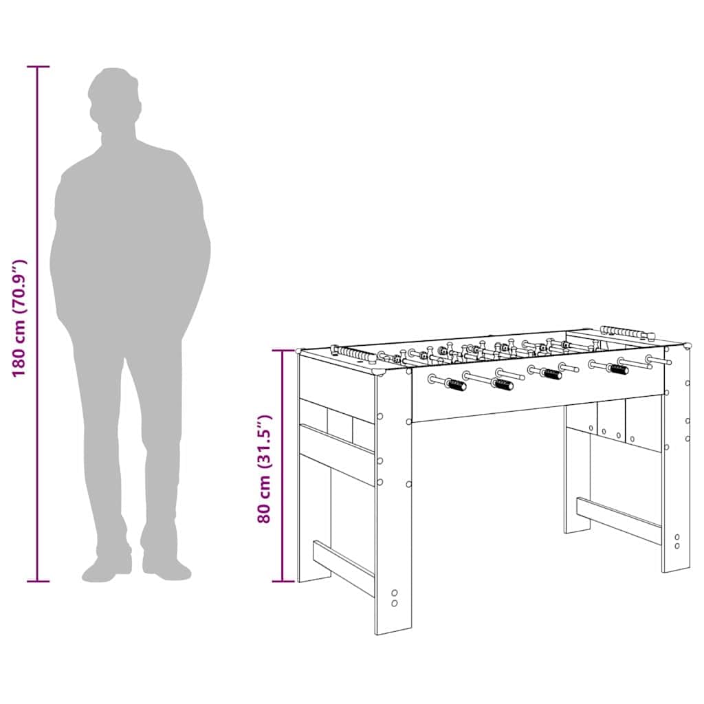Calcetto da calcio balilla bianco x 60,5 x in legno per interni con asta stabile, statuette da calcio, palla e paraspigoli in TPE per il tempo libero, famiglie, bambini e adulti