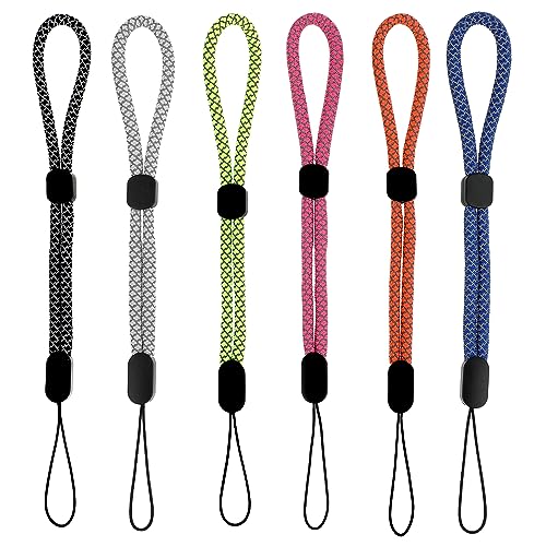 Amaxiu 6 Stück Handschlaufe, Verstellbare Kurze Handhandschlaufe Lanyard Handgelenkschlaufe Universalschlaufe Für Kamera Schlüsselbund Schlüssel Geldbörse USB Stick(Stil A)