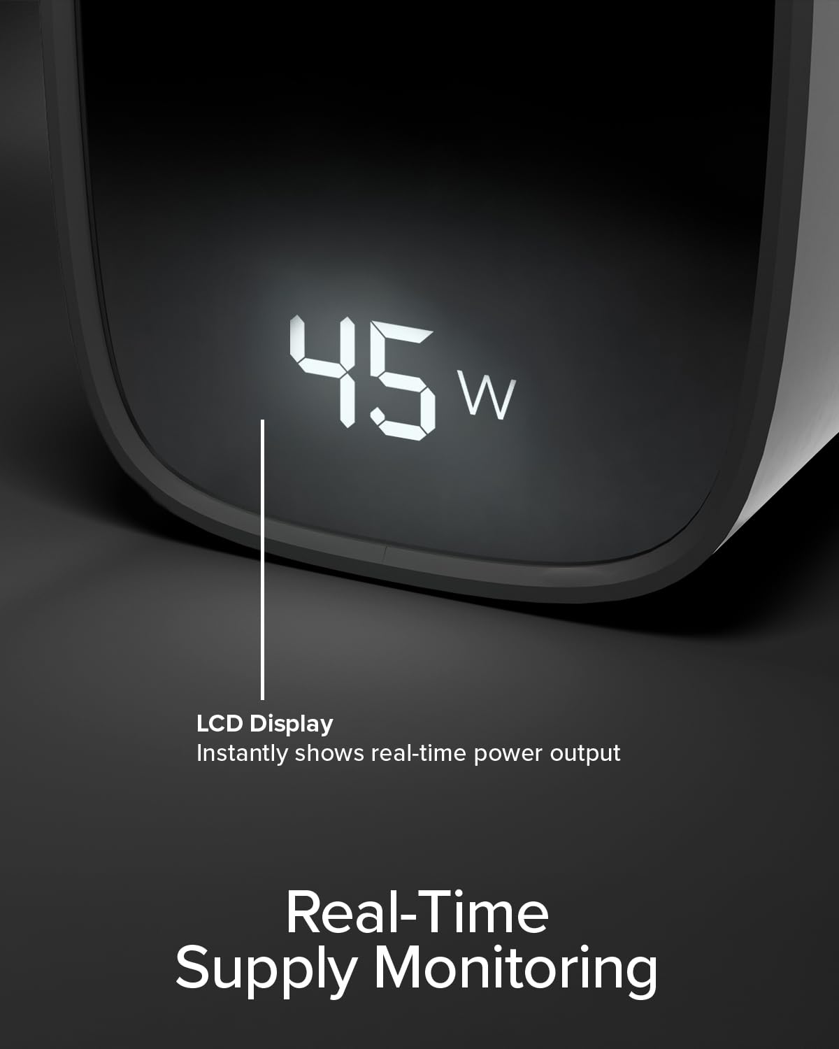 SBS Zasilacz LCD USB-C 45W, GaN Technology, Power Delivery (PD 3.0 PPS), Szybkie ładowanie, Wyświetlacz LCD, ładowarka do iPhone, iPad, AirPods, MacBook, Notebooka, Android, Tabletu, Czarny