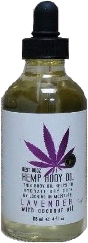 Best Budz Hemp Body Oil - Lavender with Coconut Oil - Helps to Hydrate Body Skin By Locking in Moisture