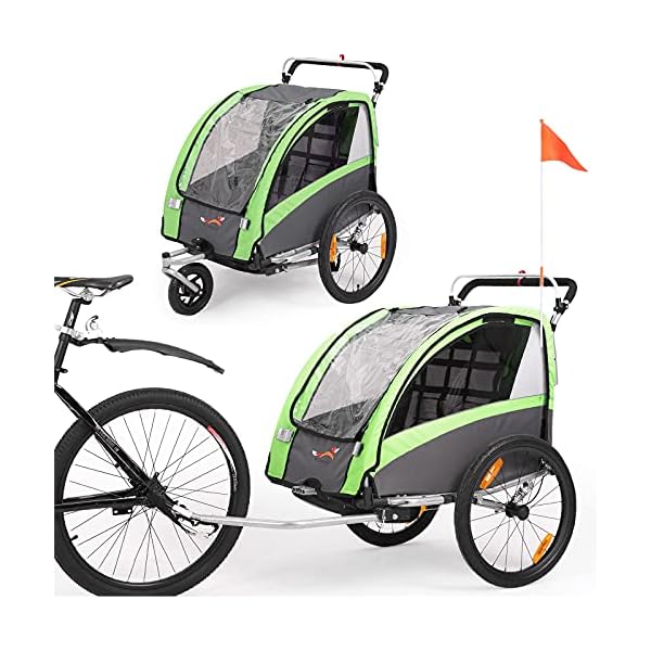 Fiximaster 2020 2 in 1 Multifunktions Fahrradanhänger Kinderwagen Kinderwagen Kinderwagen Handwagen - Grün BT504S Neu …