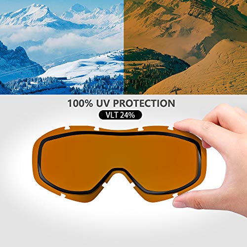 Image of OutdoorMaster OTG Ski Goggles - Over Glasses Ski /Snowboard Goggles for Men, Women & Youth - 100% UV Protection (Pattern Frame + VLT 25% Orange Lens with REVO Silver)