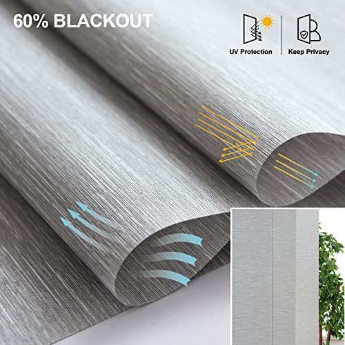 Graywind Manual Sliding Panels Light Filtering Privacy Panel Track Blinds Wand Control Window Blinds For Patio Sliding Glass Door Large Windows Width Up To 153", Custom Size (Jacquard Grey) #TOP2