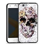 DeinDesign Coque en Silicone Compatible avec HTC One A9 s Étui Silicone Coque Souple Crâne Fleur Art