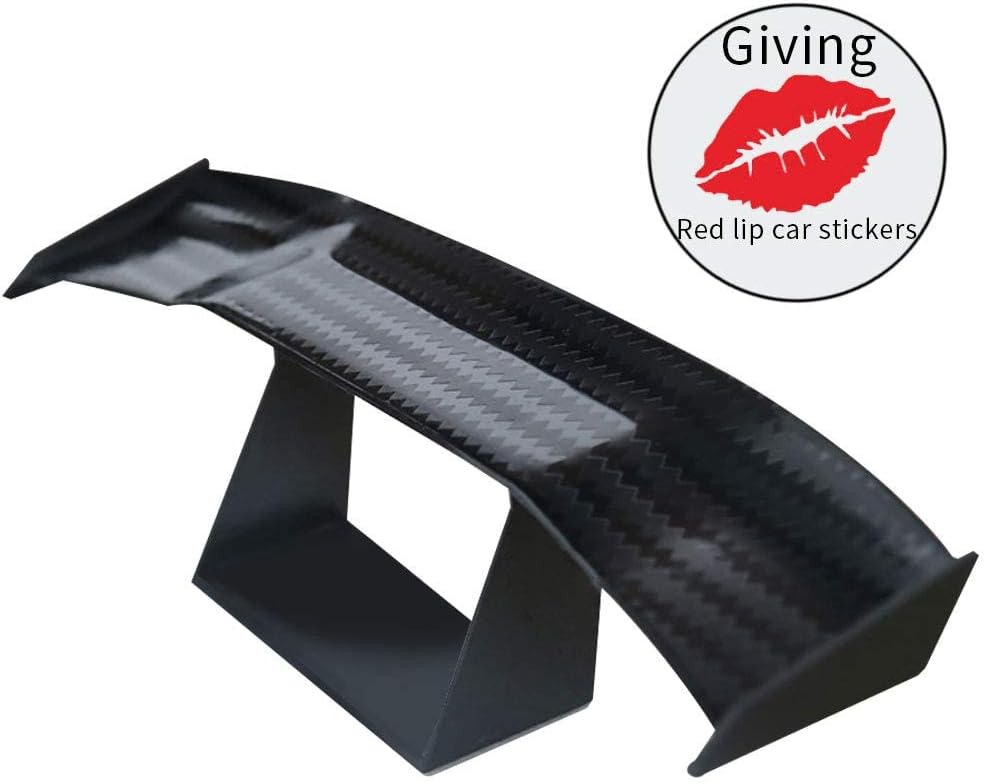 Manqianxun Universal Car Mini Spoiler Wing, Auto Car Tail Wing Mini Auto Carbon Fiber Texture Decoration Without Perforation Tail Decoration, 6.7 Inch (black 1pc)