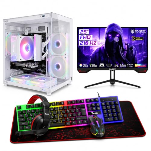 PCGEN Professional Gaming Desktop Computer Intel Core i5-12400F Processor & NVIDIA GeForce RTX 3050 6GB Graphics Card Powerful Gaming Performance 1080p (PC with Monitor & Mouse & Keyboard White)
