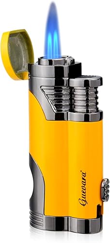 Miniatura 4 de GUEVARA Encendedor de butano con punzón a prueba de viento, doble chorro (gris) Gris,Amarillo,https://www.amazon.com/dp/undefined