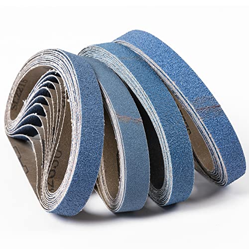 Image of 40 Pack Zirconia Sanding Belts, 20 x 520mm, 10 Each of 40 /60 /80 /120 Grits, Zirconium Corundum, 3 /4 inch x 20-1 /2 inch Belts, UW-BS20520 Compatible