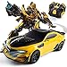 MUMUMI 2.4G Fernbedienung Transformers intelligente Roboter Autobot Optimus Prime Bumblebee Deformation Autobots Lichter Sounds 360 ° Rotation Drift Stunt Car-Kind-Geschenk (Color : Yellow)