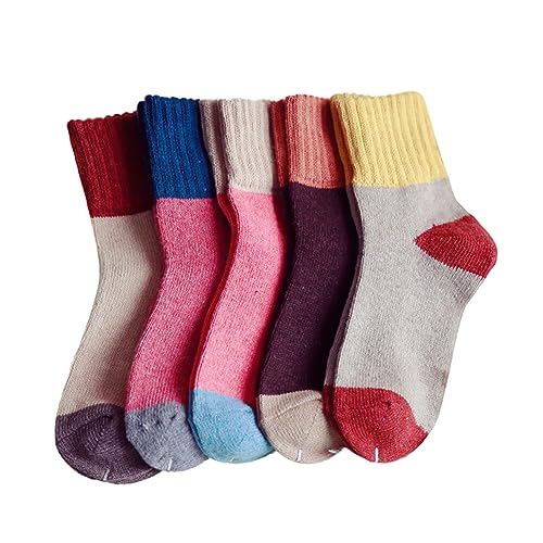 EUBUY Quarter Socks for Women, 5 Pairs Breathable Winter Thickened Color Matching Women's Socks