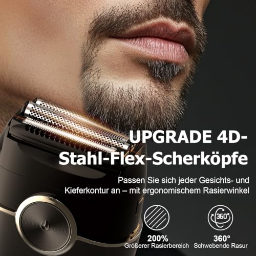 Elektrorasierer Herren – Folienrasierer mit 4 flexiblen Klingen– IPX7 wasserdicht (Nass/Trocken)… – Ansicht 2