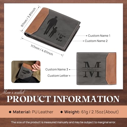 Lam Hub Fong To My Dad Gift Custom Leather Wallet Engraved Name Photo Personalized Leather Wallet Birthday Christmas Gifts for Dad Gift for Father's Day (Dad-Son 1)2