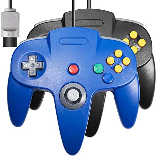 2 Pack Classic 64 Controller, iNNEXT Game pad Joystick for 64 - Plug & Play (Non PC USB Version) (Blue/Black)