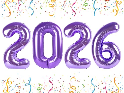 Image of 2026 Balloon Numbers Party Decorations, 40In Purple Balloons | Eye-catching Appearance, Perfect Decorative Centerpieces, Convenient Self-sealing Structure, Widely for Various Occasions