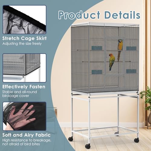 Bissap Gaiola de pássaro, coletora de sementes, rede universal de nylon 80 a 318 cm, faixa elástica