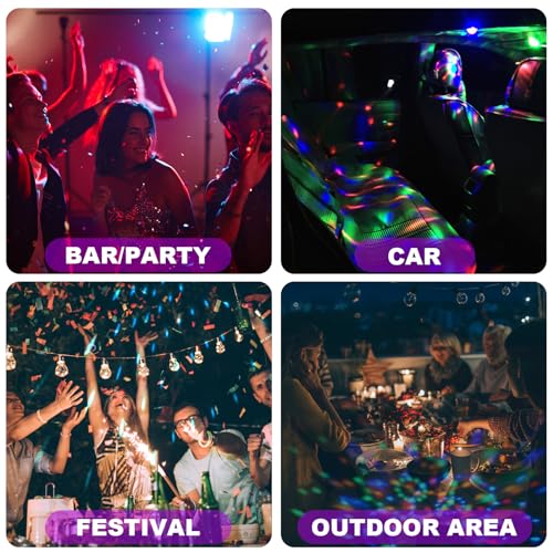 URAQT Disco Lights, Mini Aktywowane Dźwiękiem Oświetlenie Imprezow, 3W RGB Zmiana Kolorów, Przenośne Ladowanie Oświetlenie Sceniczne LED do Spotkań Rodzinnych, Przyjęcia Urodzinowego, Karaoke(2 Szt)