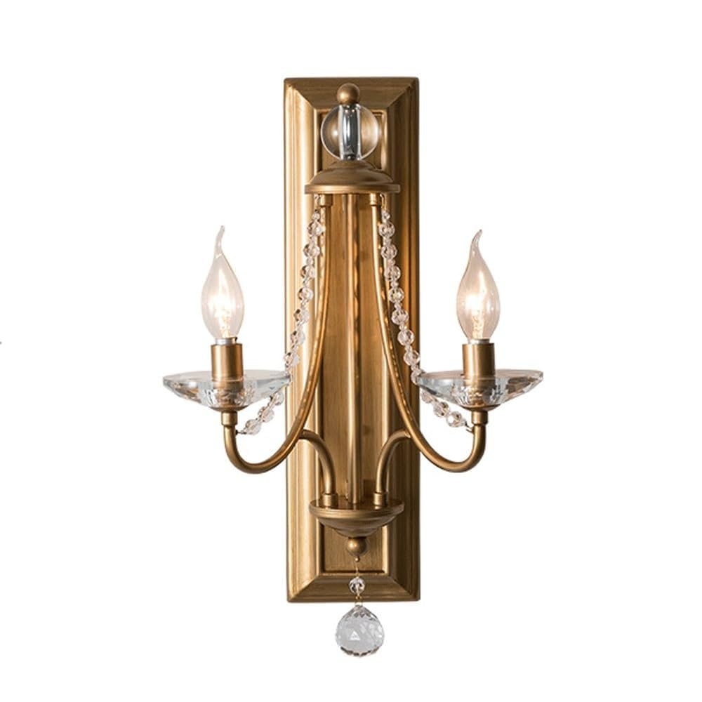 LUOYAOB Crystal Candle Wall Lamp Brass Finish Two Light E14 Sconce