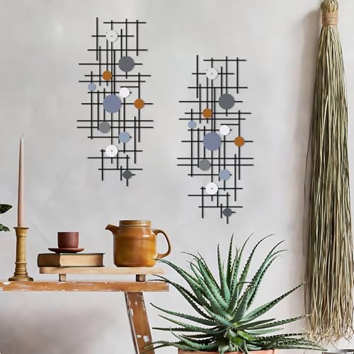 Art mural moderne en métal ruelen : lot de 2 décors géométriques 3D - 2