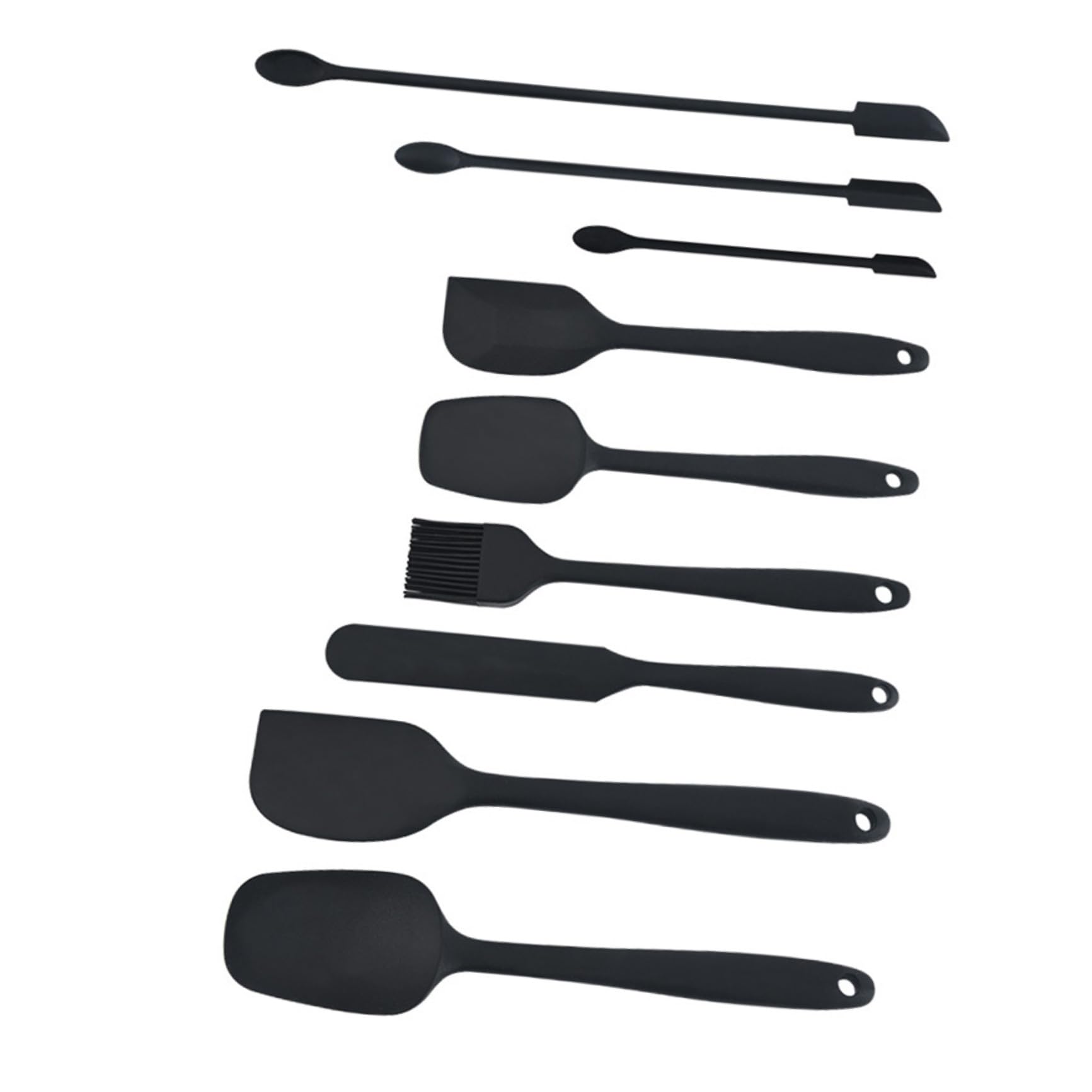 Espátulas de Silicona Set Ligero y Resistente Juego de 9 para Raspar Crema y Mermelada Negro de Utensilios de Cocina Adecuado para Repostería