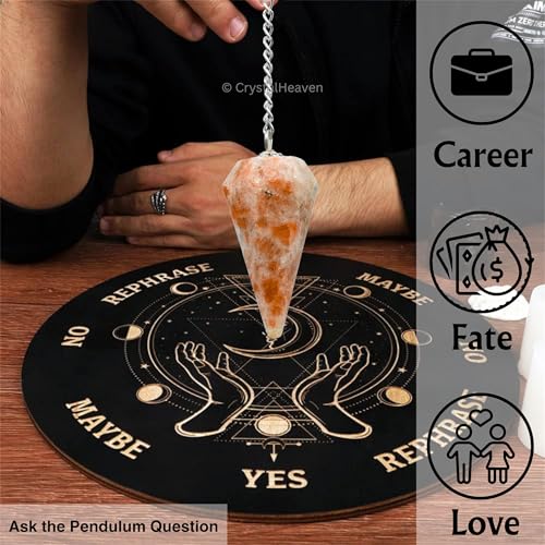 Image of Sunstone Pendulum Dowsing Tool - Natural Crystal Pendulum for Spiritual Guidance - Premium Dowser Pendulum for Accurate Divination and Energy Healing - Perfect for Energy Healing and Chakra Balancing - Handcrafted with Precision and Elegance