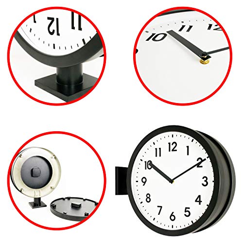 Bestime 66289A 15-Inch Double Sided Aluminum Wall Clock.minimalist Designed Classic Station Clock Made Of Aluminum, Quiet,Elegant,Classy Style,Home,Office,Photography Props, Living,Kitchen,Bedroom. #TOP1