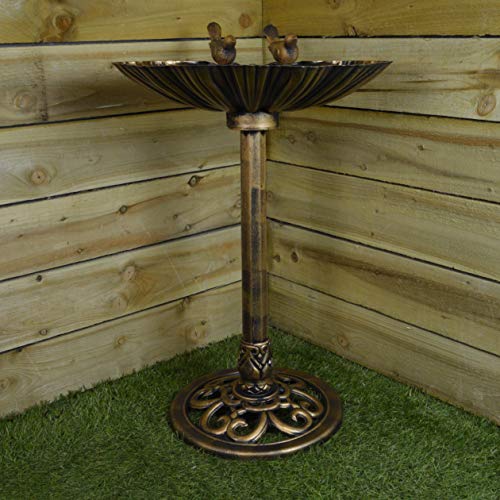 Redwood Leisure Bronze Effect Clam Shell Design Bird Bath Garden Outdoors Wildlife