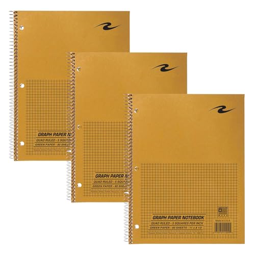 Cuaderno de papel cuadriculado de 11 x 8.5 pulgadas con cuadrícula de 5x5 pulgadas paquete de 3