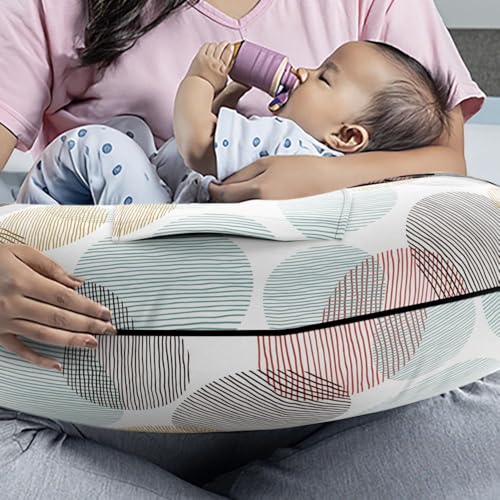 Image of Wakefit Feeding Pillow for New Born Baby | 3 Months Warranty | 5 in 1 Nursing Pillow with Belt and Hoop for Breastfeeding with Cotton Removable Cover | Moonshine