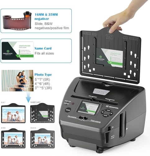 DigitPro 22MP 2.4\ LCD Filmfoto-Scanner, Dia- & Negativscanner Digitaler Konverter, Wandelt 35mm/135mm Negative, Dias und Visitenkarten in digitale JPEG um, USB, 4GB SD-Karte, Kein PC Benötigt, Für Zu