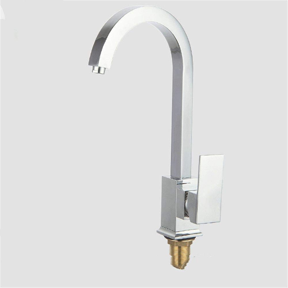 El Cobre Grifo De La Cocina Fría Y Un Mezclador De Agua Caliente Del Grifo Del Fregadero De Cocina Espesado Cuadrada Plateada De Una Manija Giratoria