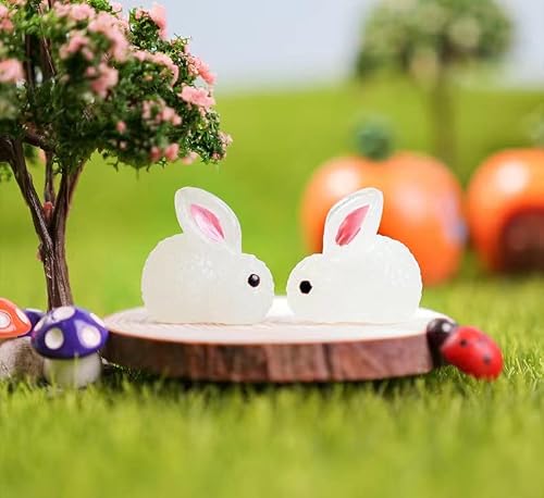 Hyg 30 Pieces Of Mini Resin Luminous Rabbit Mini Portrait Mini Fairy Garden Landscape Aquarium Decoration Potted Plant Decoration Diy Christmas Birthday Party Slime Amulet. (Luminous Rabbit) #TOP5
