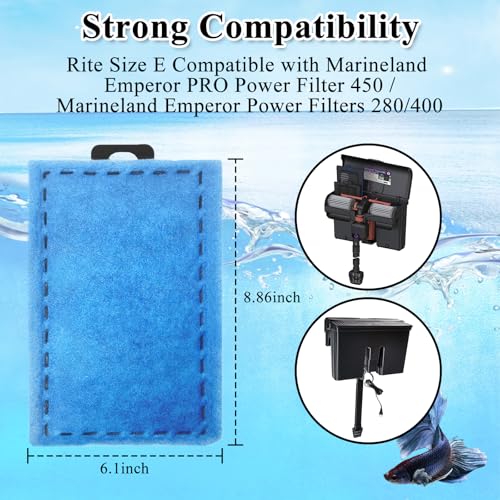 Image of 3 Pack Rite-Size E Filter Cartridges Compatible with Marineland Emperor PRO Power Filter 450 and Original Emperor Power Filters 280 /400 Replacement for Aquarium System