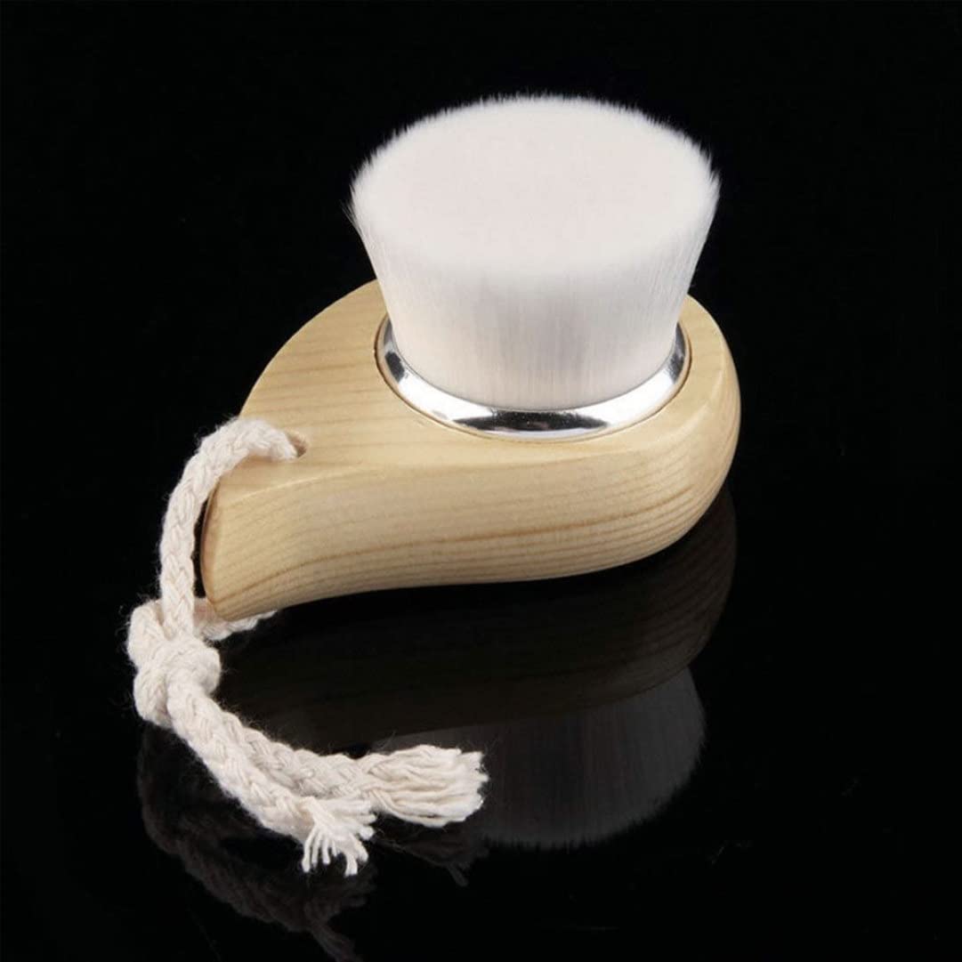 Facial Cleanser Brush with Wood Handle Cleansing Soft Bristle Face Care Clean Tool for Women MenCleanser