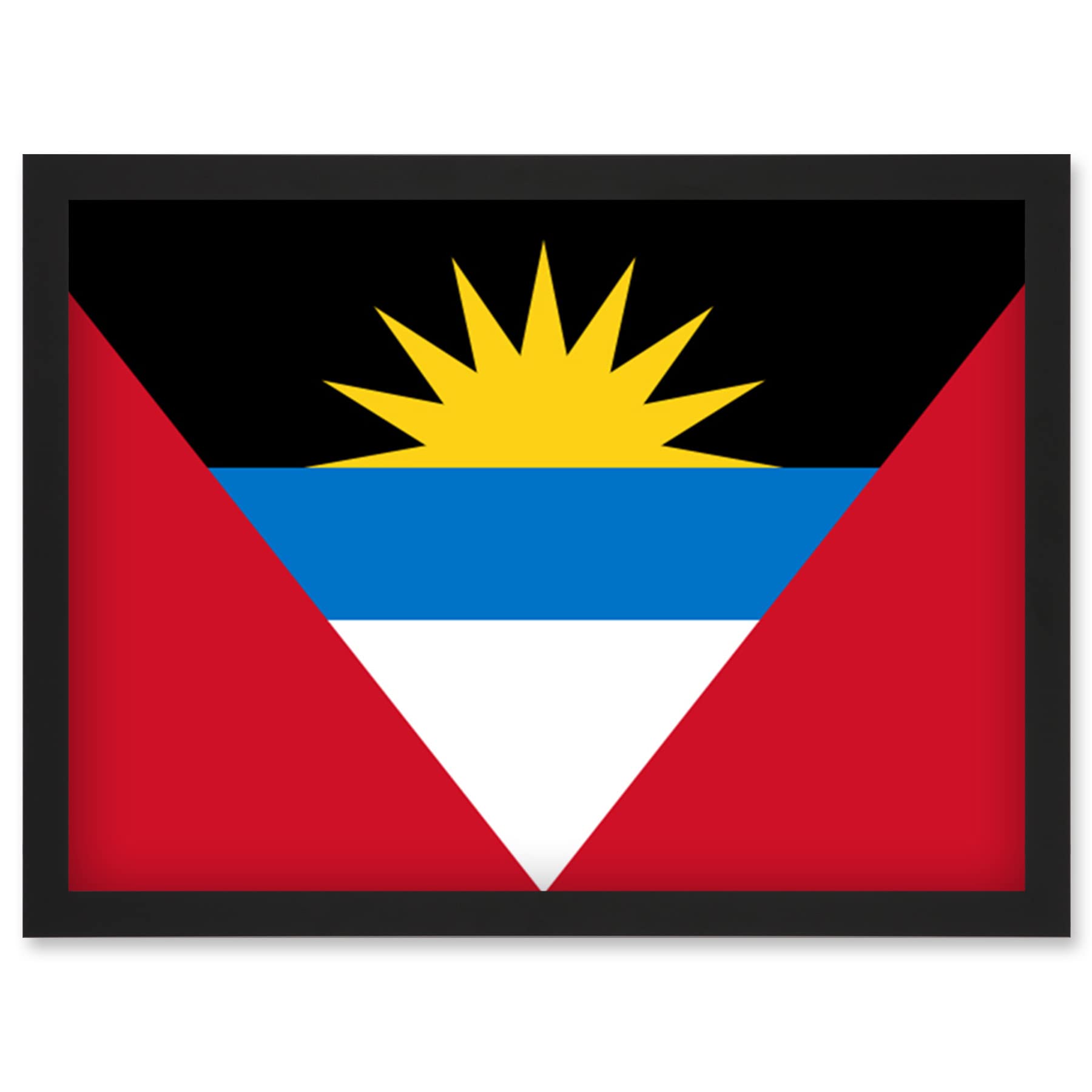 Artery8 Antigua and Barbuda National Flag Patriotic Vexillology World Flags Country Region Poster Artwork Framed Wall Art Print A4