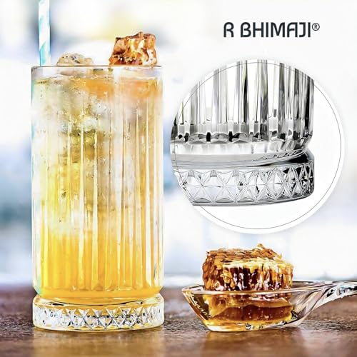Image of Premium Crystal Water Glass Set of 6 - Highball Drinking Glasses Set for Home - Glass Set for Water Juice Shakes Mojito Cocktail Colddrinks (Stand Dimaond)