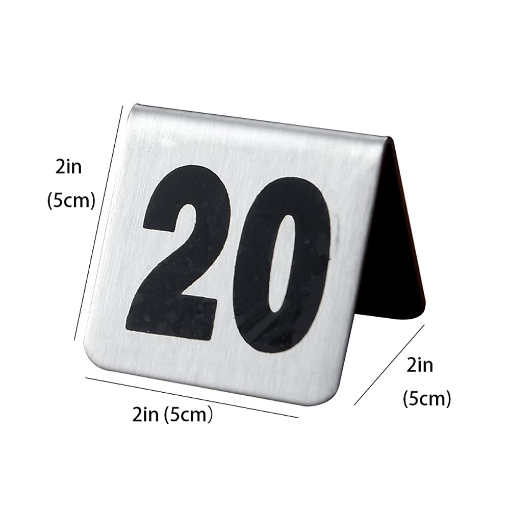 Numery stołów w stylu namiotu, Numery stołów ze stali nierdzewnej, dwustronne, czarne, w stylu namiotu, 5 x 5 x 5 cm, 2 x 2 x 2 cale(11-20)