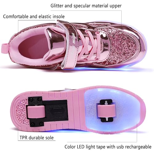 Ufatansy Roller Shoes Girls Boys Sneakers with Wheels Roller Skate Shoes USB Charging with LED Light Up Shinny Skates for Beginner Trainers Kids Lightweight Breatheable Shoe Footwear4