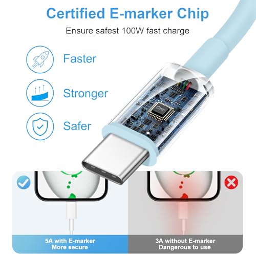 Image of iPhone 17 16 15 Charger Fast Charging 30W USB C Chargers Block Type C Charger 2 Pack 6FT Cord for iPhone 17 /17 Plus /17 Pro Max /Air /16 /16 Plus /16 Pro Max /15 Pro Max /iPad Pro /Samsung (Blue
