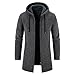 KUDORO Strickjacke Herren Cardigan Lang Trachtenjacke Kapuze mit Kapuze Gestrickt Pullover Hoodie Wintermantel Winterjacke Fleecejacke Sweatjacke Feinstrick(Dunkelgrau1,XL)